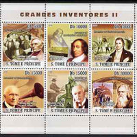 St Thomas & Prince Islands 2008 Inventors #2 perf sheetlet containing 6 values unmounted mint