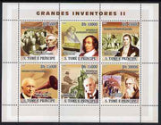 St Thomas & Prince Islands 2008 Inventors #2 perf sheetlet containing 6 values unmounted mint