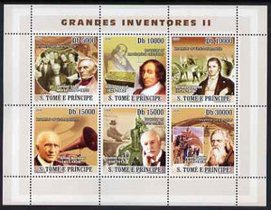 St Thomas & Prince Islands 2008 Inventors #2 perf sheetlet containing 6 values unmounted mint