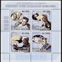 St Thomas & Prince Islands 2008 Herbert Von Karajan (composer) perf sheetlet containing 4 values unmounted mint