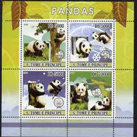 St Thomas & Prince Islands 2008 Pandas perf sheetlet containing 4 values each with Scout Logo, unmounted mint