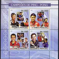 St Thomas & Prince Islands 2008 Table Tennis Champions #1 (blue border) perf sheetlet containing 4 values unmounted mint