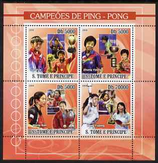 St Thomas & Prince Islands 2008 Table Tennis Champions #1 (red border) perf sheetlet containing 4 values unmounted mint