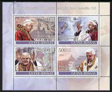 Guinea - Bissau 2008 Pope Benedict's 80th Birthday perf sheetlet containing 4 values unmounted mint