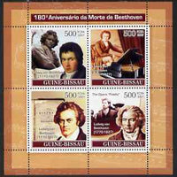 Guinea - Bissau 2007 Ludwig Van Beethoven perf sheetlet containing 4 values unmounted mint