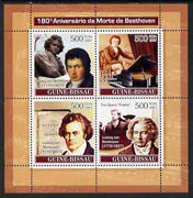 Guinea - Bissau 2007 Ludwig Van Beethoven perf sheetlet containing 4 values unmounted mint