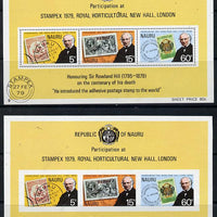 Nauru 1979 Rowland Hill IMPERF m/sheet plus normal (SG MS 207a) unmounted mint