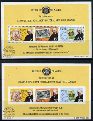 Nauru 1979 Rowland Hill IMPERF m/sheet plus normal (SG MS 207a) unmounted mint