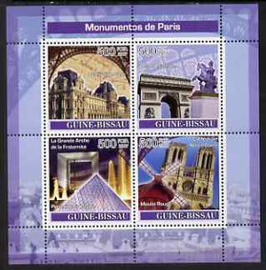 Guinea - Bissau 2007 Monuments of Paris perf sheetlet containing 4 values unmounted mint