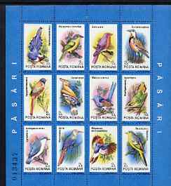 Rumania 1991 Birds #1 sheetlet containing 12 values unmounted mint, Mi BL 265