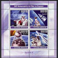 Guinea - Bissau 2007 Space Dogs - Sputnik 2 perf sheetlet containing 4 values unmounted mint