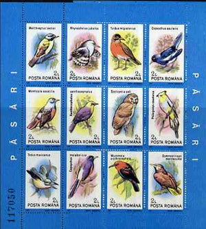 Rumania 1991 Birds #2 sheetlet containing 12 values unmounted mint, Mi BL 266