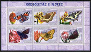 Mozambique 2007 Butterflies & Flowers perf sheetlet containing 6 values unmounted mint Yv 2360-65
