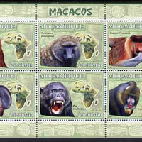 Mozambique 2007 Apes perf sheetlet containing 6 values unmounted mint Yv 2438-43