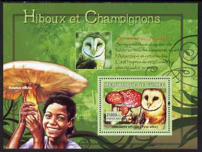 Guinea - Conakry 2007 Owls & Fungi perf souvenir sheet #3 unmounted mint Yv 521