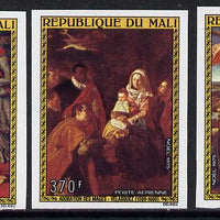 Mali 1975 Christmas imperf set of 3 from limited printing (as SG 516-8)