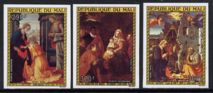 Mali 1975 Christmas imperf set of 3 from limited printing (as SG 516-8)