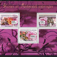 Guinea - Conakry 2007 Roses & Wild Animals perf sheetlet containing 3 values unmounted mint Yv 2930-32