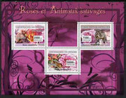 Guinea - Conakry 2007 Roses & Wild Animals perf sheetlet containing 3 values unmounted mint Yv 2930-32