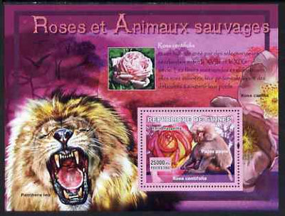 Guinea - Conakry 2007 Roses & Wild Animals perf souvenir sheet #1 unmounted mint Yv 534