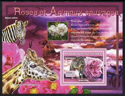 Guinea - Conakry 2007 Roses & Wild Animals perf souvenir sheet #2 unmounted mint Yv 535