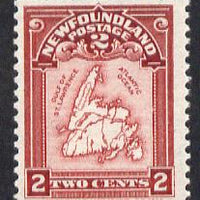 Newfoundland 1908 Map 2c lake very fine lightly mounted mint SG 94