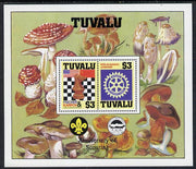 Tuvalu 1986 Events perf m/sheet showing Chess, Rotary, Scout Anniversary with decoative border (Fungi) unmounted mint as SG MS 376