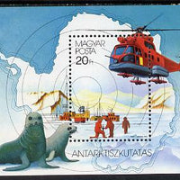 Hungary 1987 Antarctic perf m/sheet (Helicopter, Map, Seals) unmounted mint, Mi BL 190