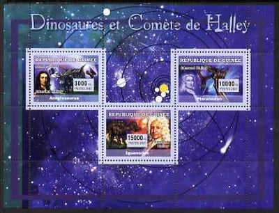 Guinea - Conakry 2007 Dinosaurs & Halleys Comet perf sheetlet containing 3 values unmounted mint Yv 2960-62