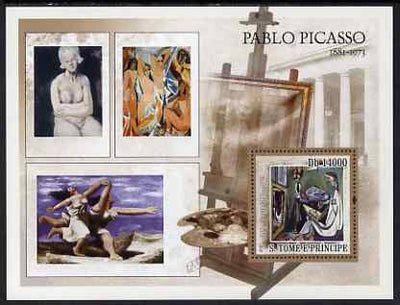 St Thomas & Prince Islands 2007 Paintings by Picasso perf deluxe s/sheet containing 1 value unmounted mint