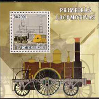 St Thomas & Prince Islands 2007 Steam locomotives - Mare Leguin perf deluxe s/sheet containing 1 value unmounted mint