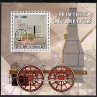 St Thomas & Prince Islands 2007 Steam locomotives - Erevithick perf deluxe s/sheet containing 1 value unmounted mint
