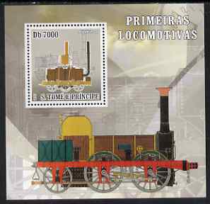 St Thomas & Prince Islands 2007 Steam locomotives - Blenkinsop perf deluxe s/sheet containing 1 value unmounted mint
