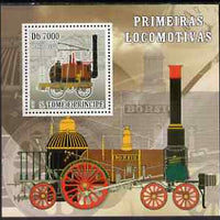 St Thomas & Prince Islands 2007 Steam locomotives - Puffing Billy perf deluxe s/sheet containing 1 value unmounted mint
