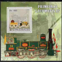 St Thomas & Prince Islands 2007 Steam locomotives - Rocket perf deluxe s/sheet containing 1 value unmounted mint