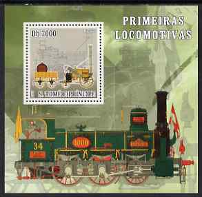St Thomas & Prince Islands 2007 Steam locomotives - Rocket perf deluxe s/sheet containing 1 value unmounted mint