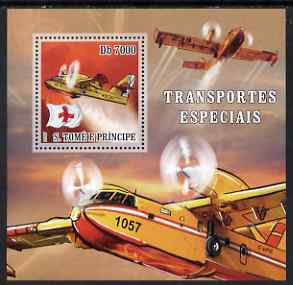 St Thomas & Prince Islands 2007 Special Transport - Aircraft perf deluxe s/sheet containing 1 value unmounted mint