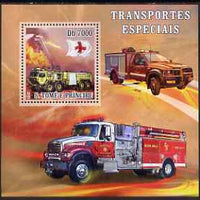 St Thomas & Prince Islands 2007 Special Transport - Fire Truck Rescue perf deluxe s/sheet containing 1 value unmounted mint