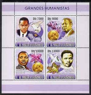 St Thomas & Prince Islands 2007 Great Humanitarians perf sheetlet containing 4 values unmounted mint