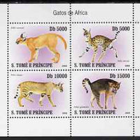 St Thomas & Prince Islands 2007 Wild Cats perf sheetlet containing 4 values unmounted mint