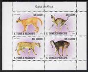 St Thomas & Prince Islands 2007 Wild Cats perf sheetlet containing 4 values unmounted mint
