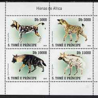 St Thomas & Prince Islands 2007 Hyenas perf sheetlet containing 4 values unmounted mint