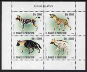 St Thomas & Prince Islands 2007 Hyenas perf sheetlet containing 4 values unmounted mint