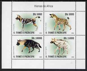 St Thomas & Prince Islands 2007 Hyenas perf sheetlet containing 4 values unmounted mint