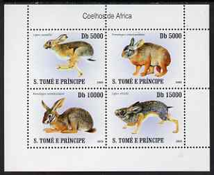 St Thomas & Prince Islands 2007 Rabbits perf sheetlet containing 4 values unmounted mint