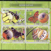 St Thomas & Prince Islands 2008 Butterflies perf sheetlet containing 4 values unmounted mint