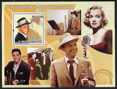 St Thomas & Prince Islands 2008 10th Death Anniversary of Frank Sinatra perf s/sheet containing 1 value unmounted mint