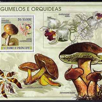 St Thomas & Prince Islands 2008 Mushrooms & Orchids perf s/sheet containing 1 value unmounted mint