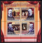 St Thomas & Prince Islands 2008 Death Centenary of Rimsky-Korsakov perf sheetlet containing 4 values unmounted mint