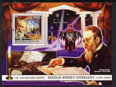 St Thomas & Prince Islands 2008 Death Centenary of Rimsky-Korsakov perf s/sheet containing 1 value unmounted mint